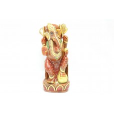 Pink Jade natural Stone God Ganesha Standing Idol statue Hand Painted Decorative